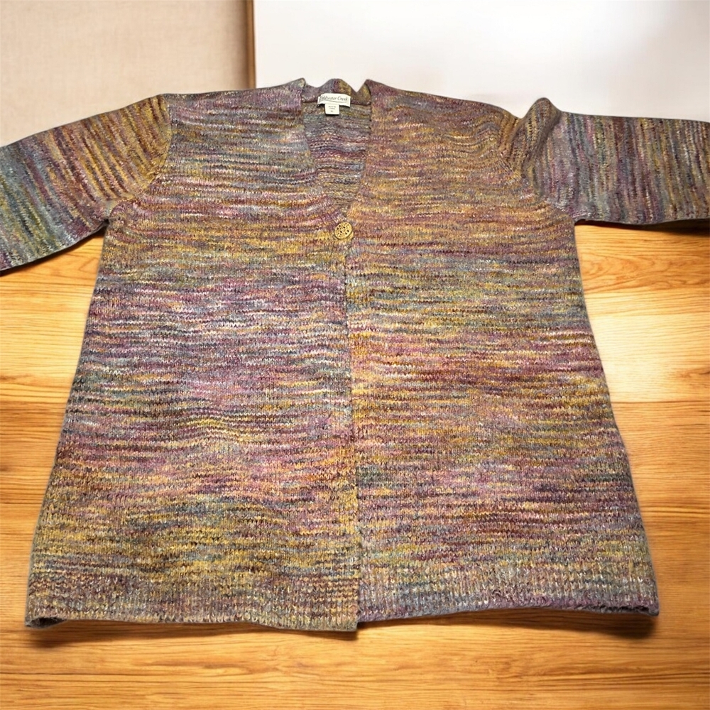 Coldwater Creek Multicolor Womens Knit Cardigan with A Single Button Closure XL